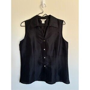 SLB Silk Sleeveless Black Button-Down Shirt size large